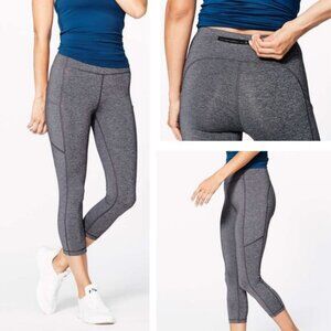 Lululemon Speed Up Crop 21" Luxtreme In Heathered Black Size 2